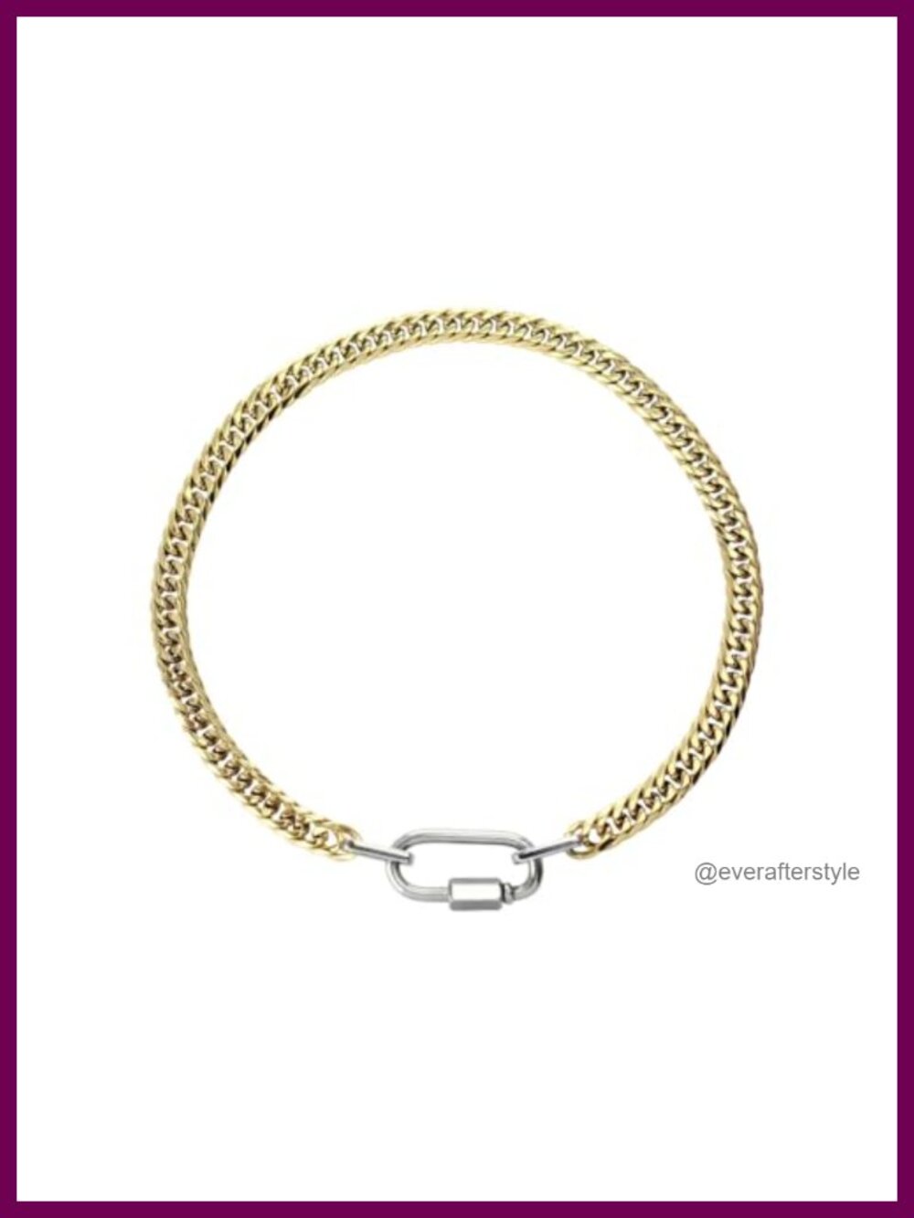 Chunky Carabiner Chain Necklace 316L Stainless Steel 15.5"